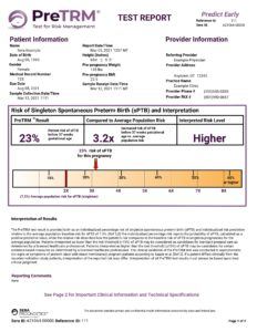 High Example test results from PreTRM test