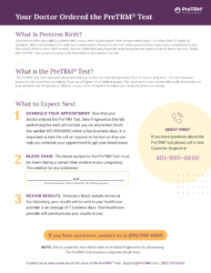 Patient info sheet for PreTRM test
