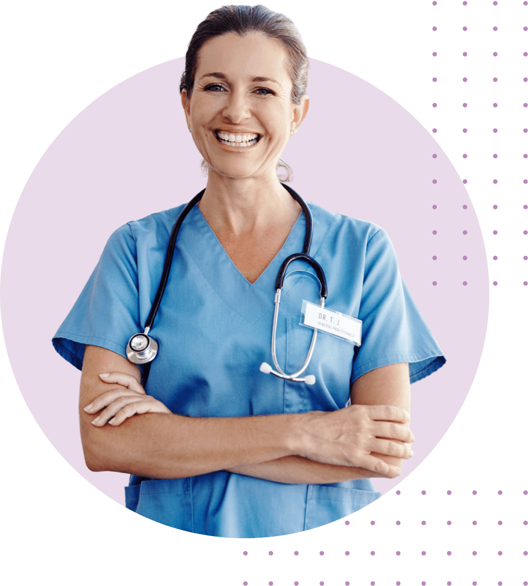 smiling female doctor with arms crossed