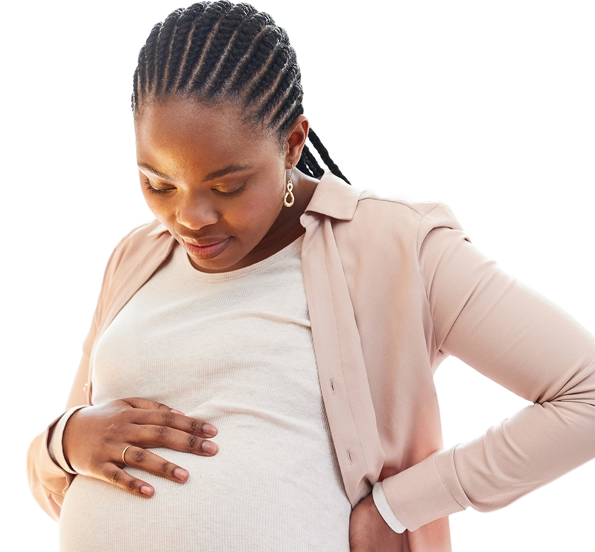 woman looking at her belly