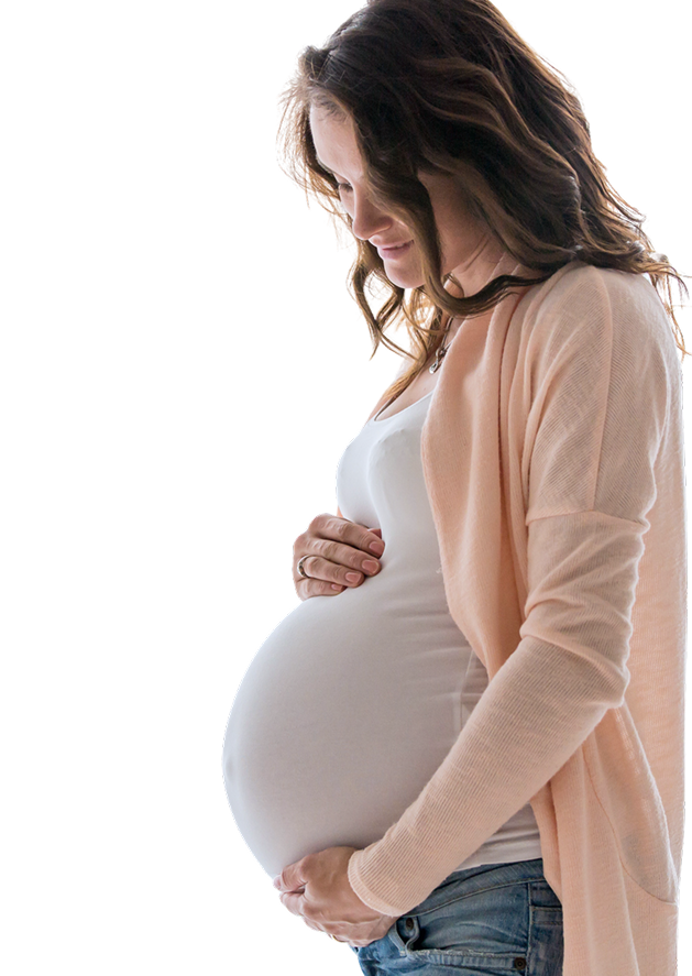 pregnant woman holding belly