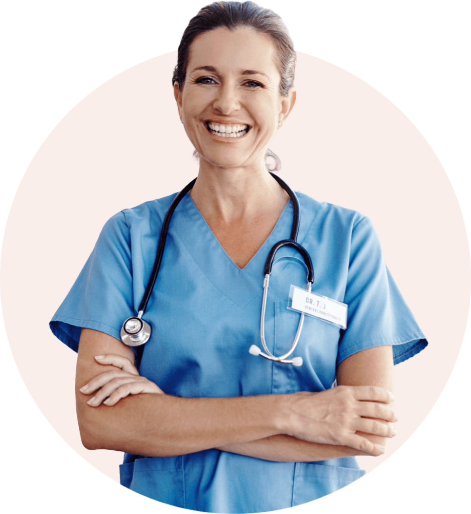 smiling female doctor with arms crossed